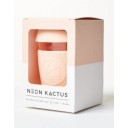 Neon Kactus stikla kafijas krūze ar videi draudzīgu silikona vāciņu un apvalku, Peach, 340ml
